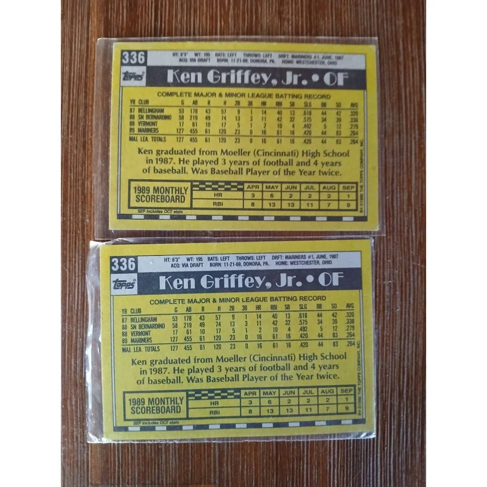 Lot of 6 KEN GRIFFEY JR Rookie Card Donruss No Dot Bloody Elbow Wrong Birthplace